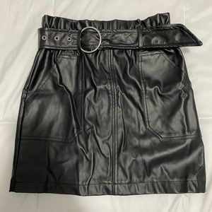 black faux leather skirt by forever 21